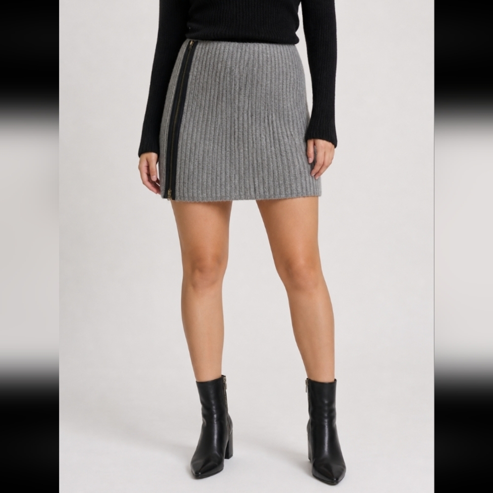 CLUB MONICO Knit Angora Blend Sweater Zip Skirt